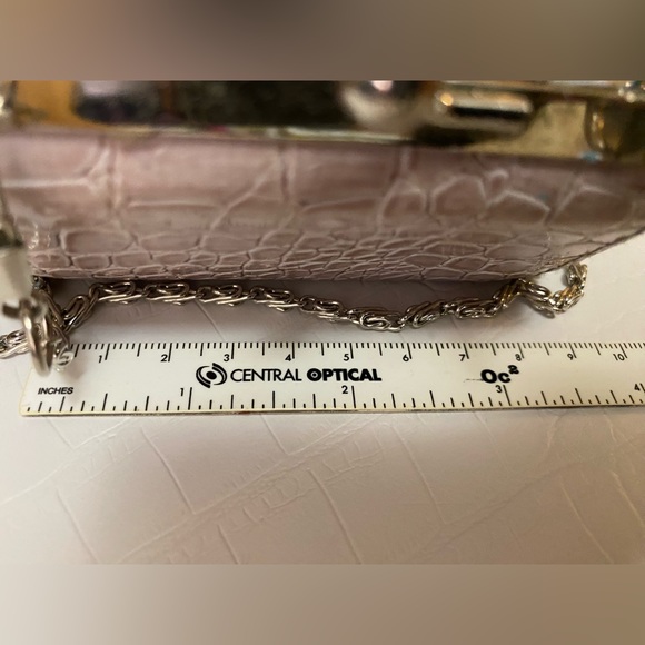 Vintage lipstick case lavender snake skin w aqua interior With replacement strap - Picture 2 of 5